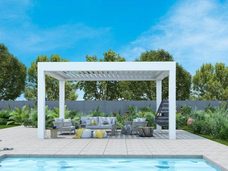 Pergola Kostum pour l’aménagement et la protection des espaces extérieurs installée par un professionnel des Sécuristes de France